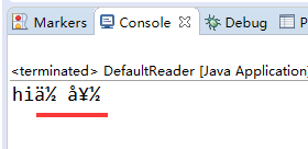 default charset reader test in Eclipse console with param -Dfile.encoding iso-8859-1