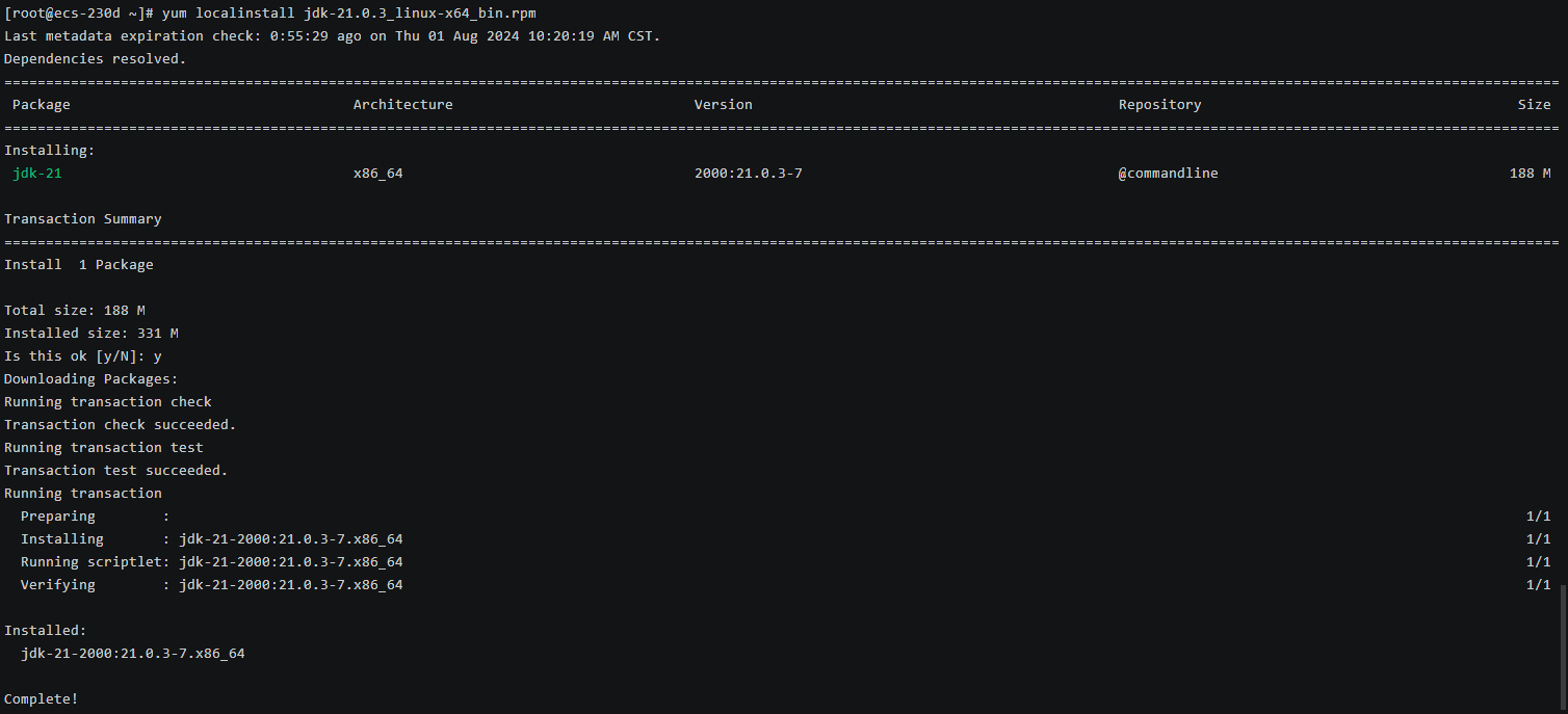 yum localinstall jdk-21