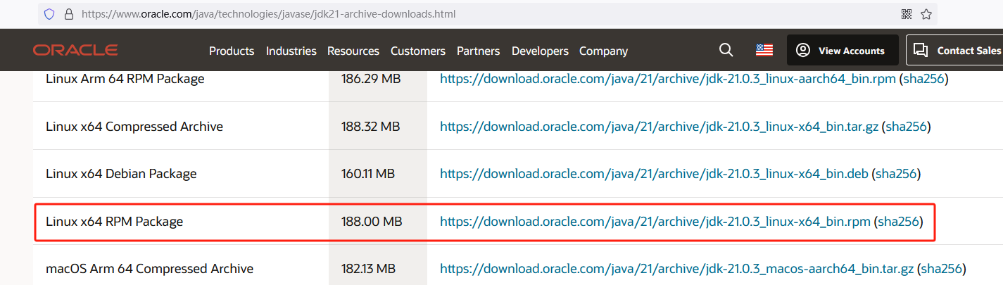 oracle 官网 jdk21 下载