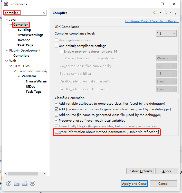 eclipse-java-compiler-store-information-about-method-parameters